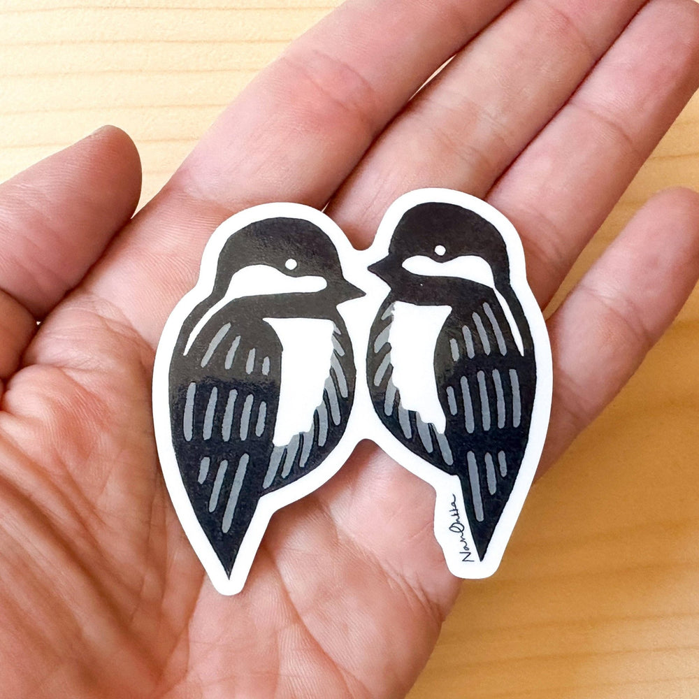 Chickadee Vinyl Sticker - Merry PigletsNan Onkka Prints