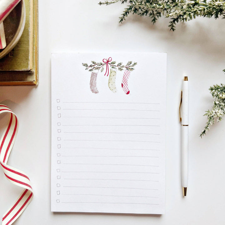 Christmas Stockings Checklist Notepad - Merry Pigletsemily lex studio