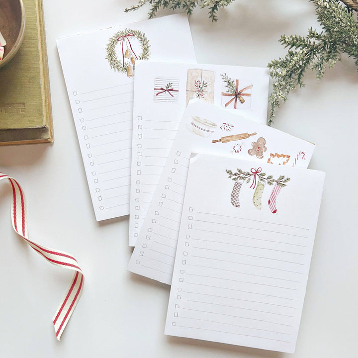 Christmas Stockings Checklist Notepad - Merry Pigletsemily lex studio