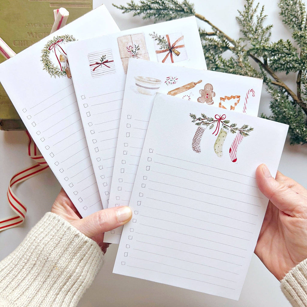 Christmas Stockings Checklist Notepad - Merry Pigletsemily lex studio