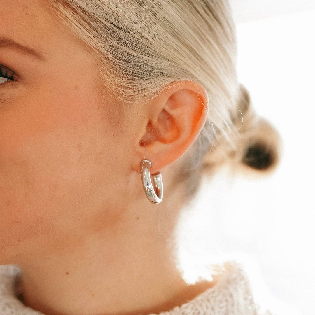 Chunky Silver Hoop Earrings - Merry PigletsReva Grey