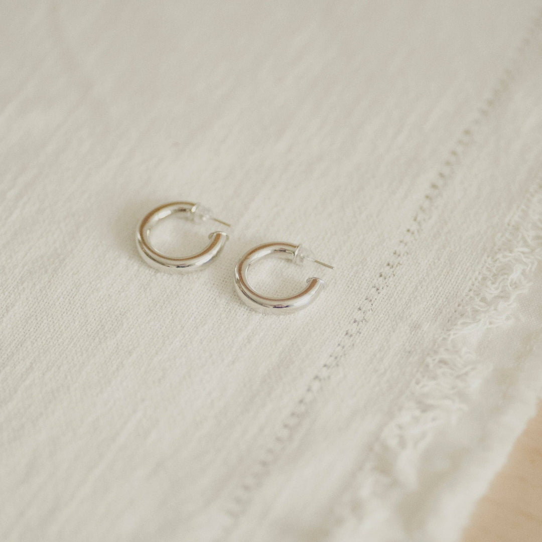 Chunky Silver Hoop Earrings - Merry PigletsReva Grey