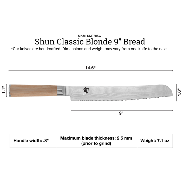 Classic Blonde 9" Bread Knife - Merry PigletsShun Kai