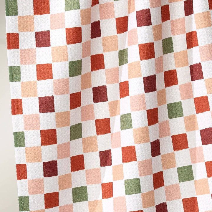 Cozy Check Tea Towel - Merry PigletsGeometry