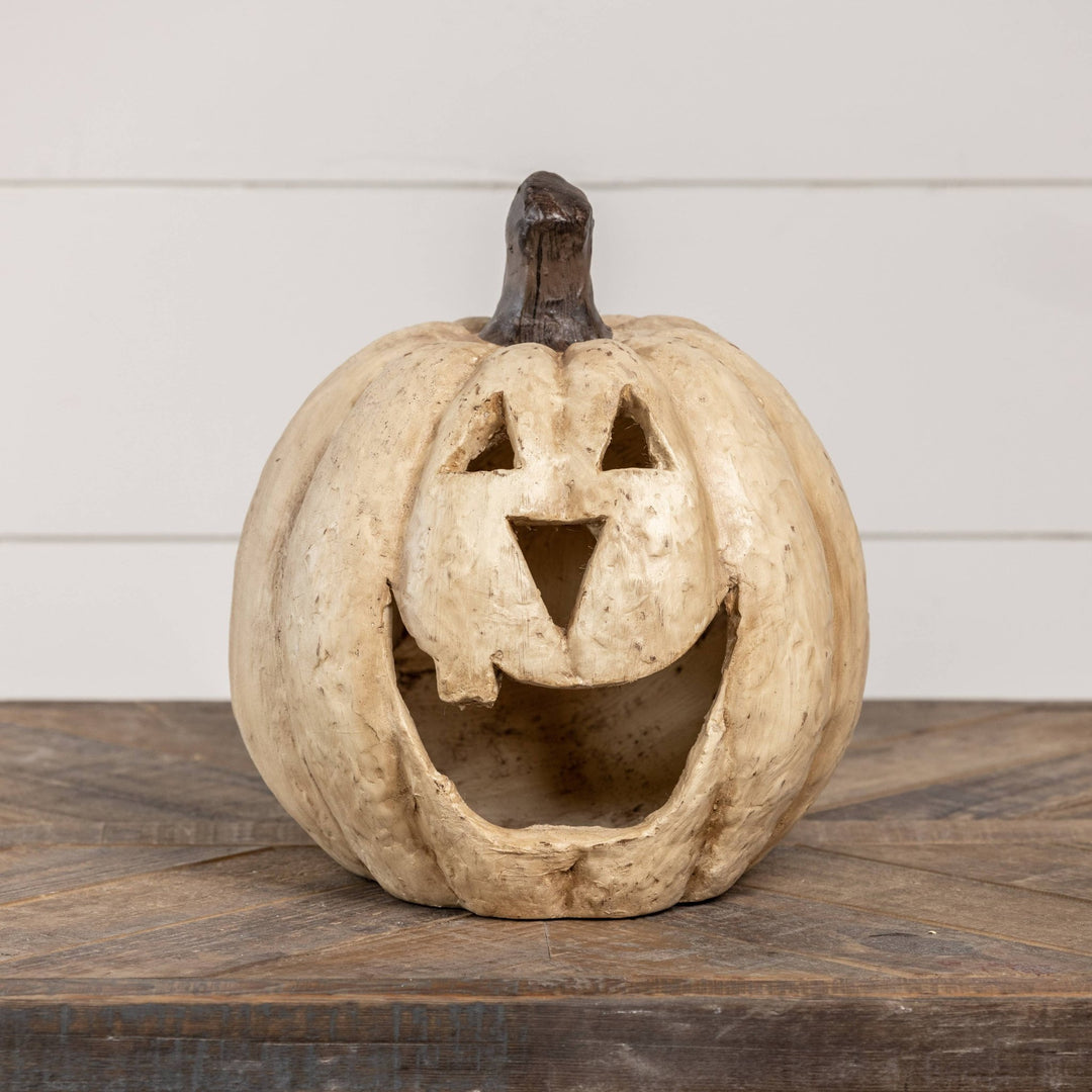 Cream Big Mouth Carved Pumpkin 11" - Merry PigletsRagon House