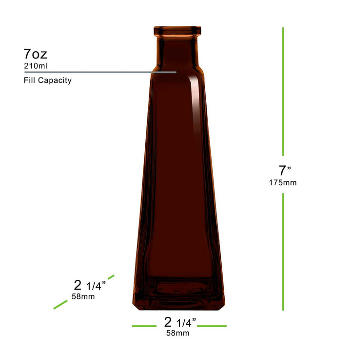 Amber Glass Pyramid Bud Vase