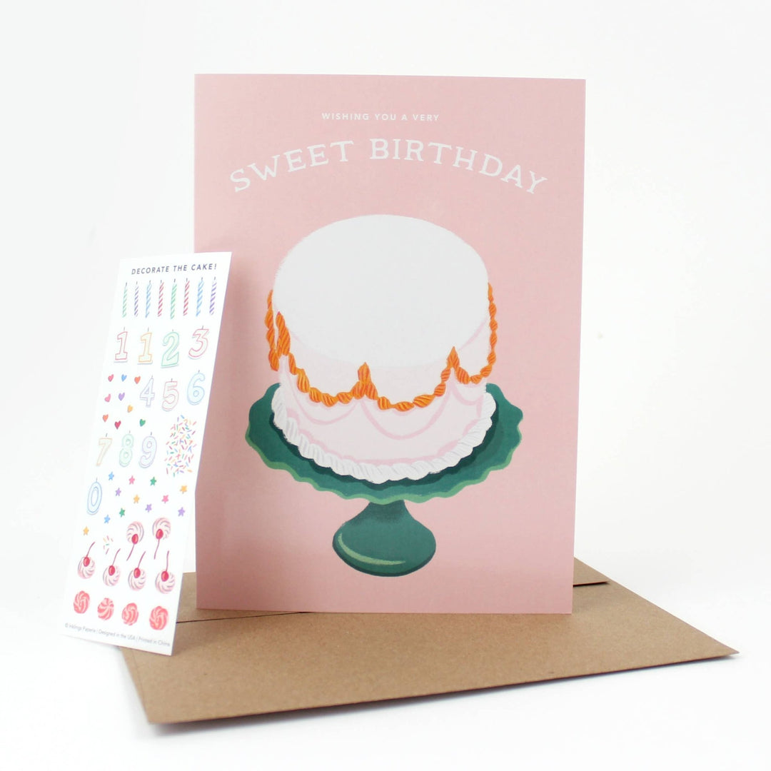 Decorate a Cake Sticker Scene Greeting Card - Merry PigletsInklings Paperie