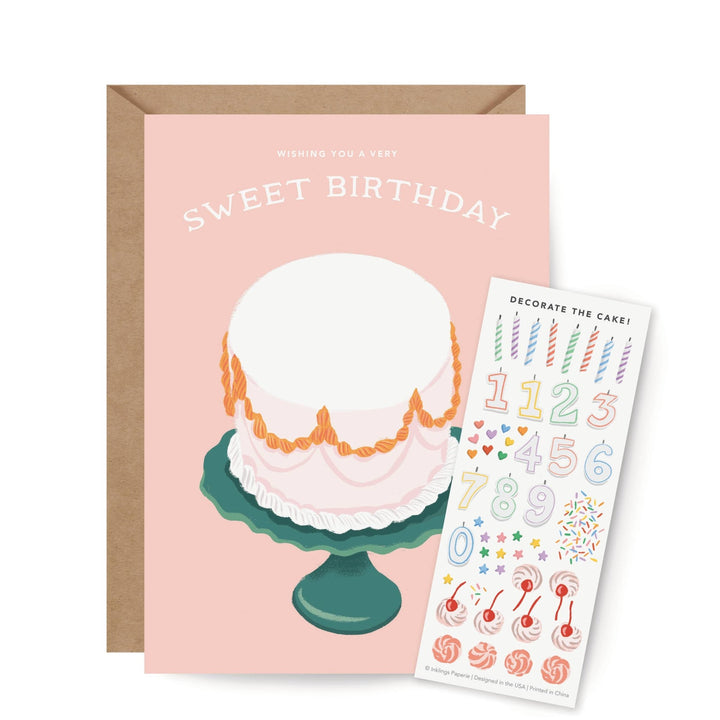 Decorate a Cake Sticker Scene Greeting Card - Merry PigletsInklings Paperie