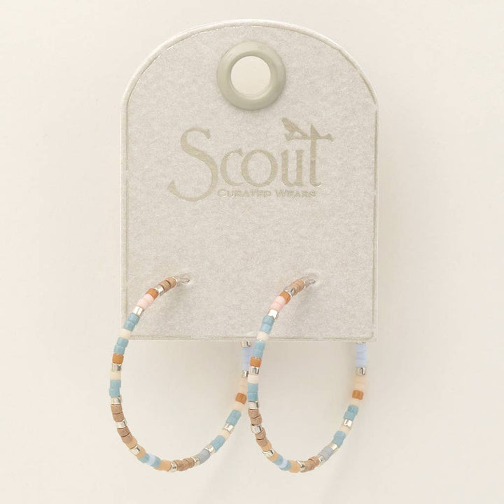 Desert Blue Silver Beaded Hoop Earrings - Merry PigletsScout Curated Wears