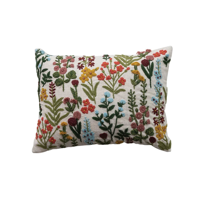 Flowers Embroidered Pillow
