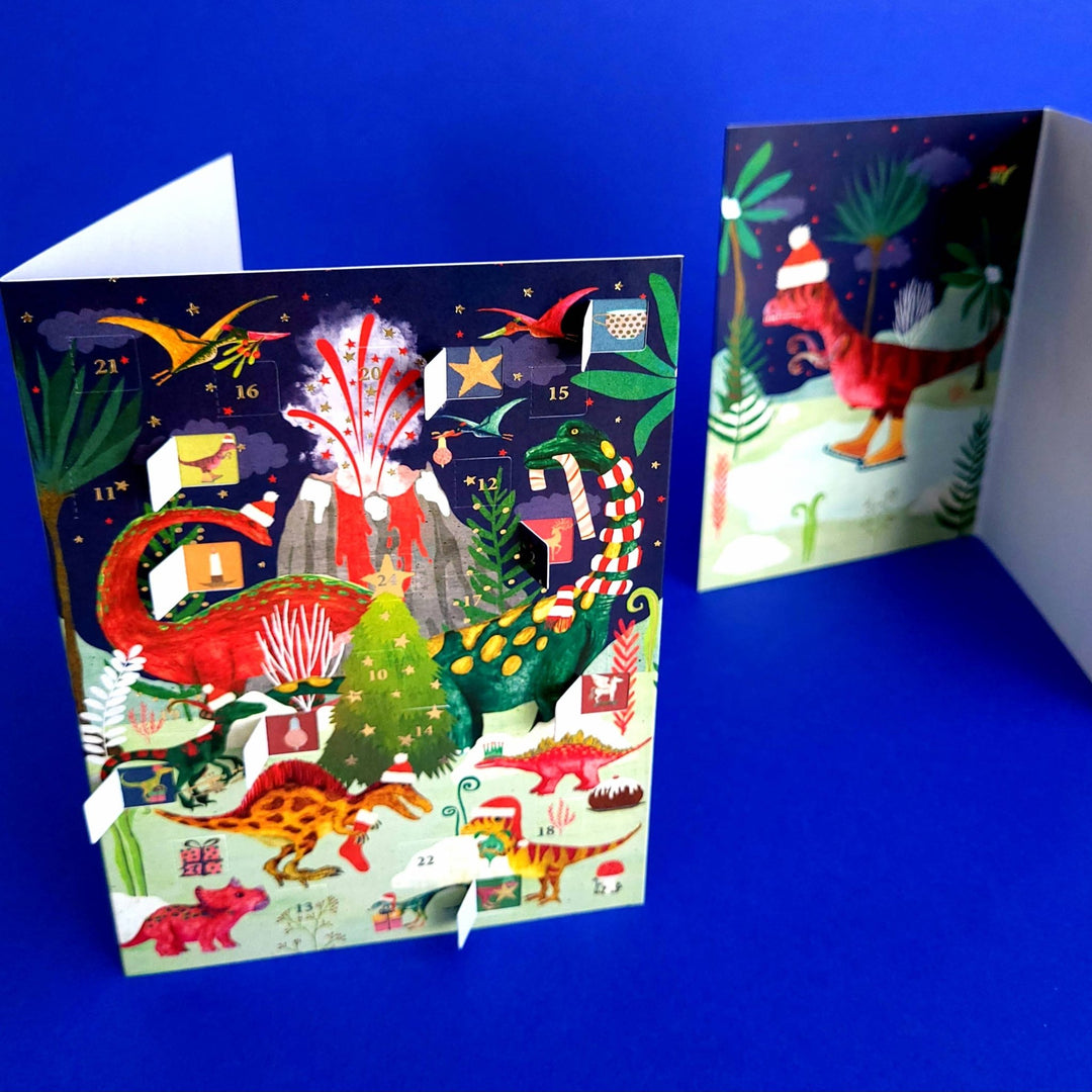 Dinosaur Christmas Advent Calendar Greeting Card - Merry PigletsRoger La Borde