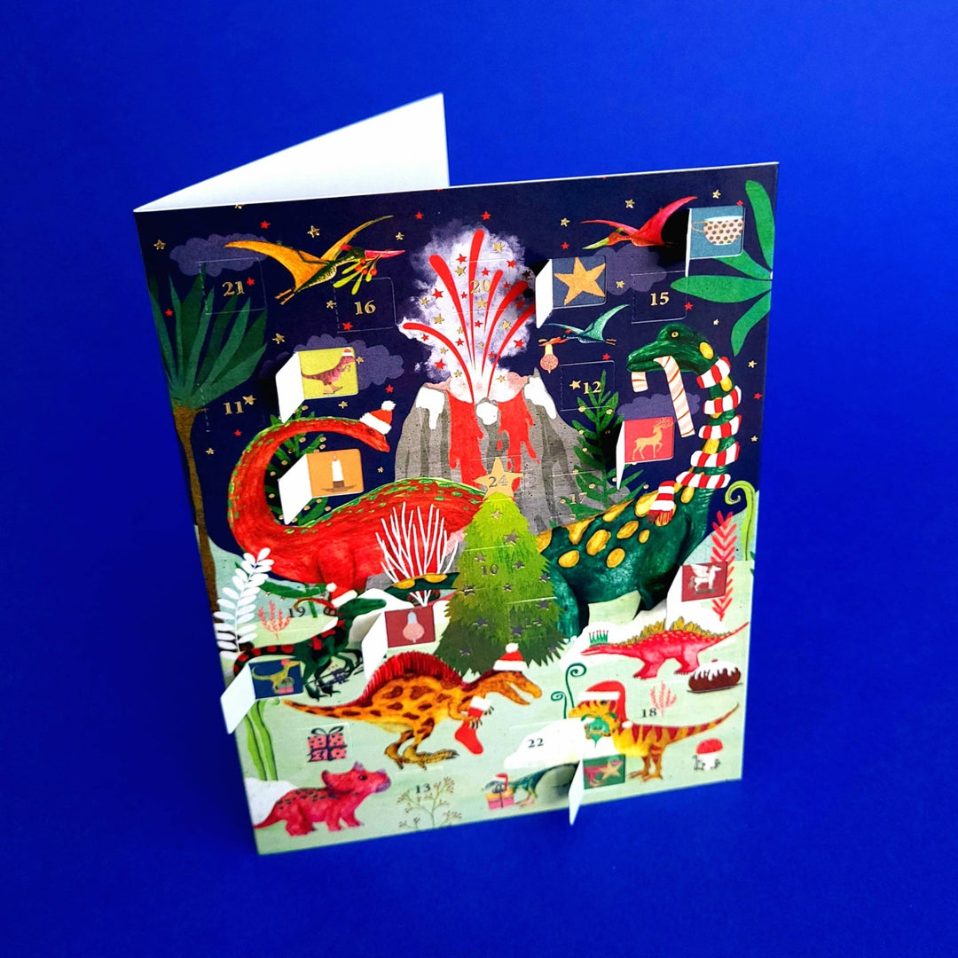 Dinosaur Christmas Advent Calendar Greeting Card - Merry PigletsRoger La Borde
