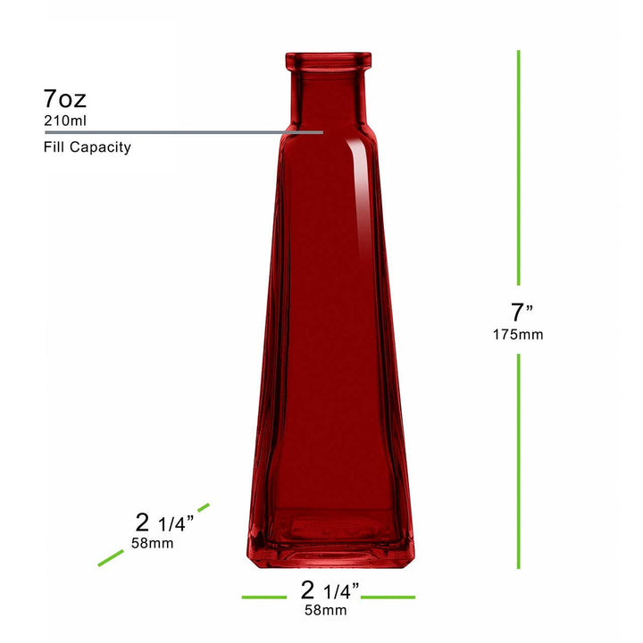 Red Glass Pyramid Bud Vase