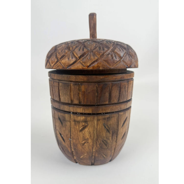 Wood Acorn Carved Fall Candle