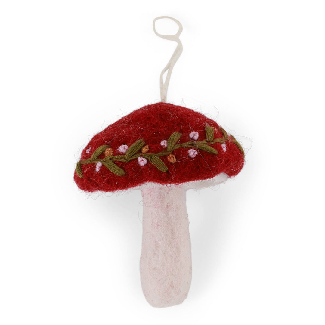 Embroidered Wool Mushroom Ornament - Merry PigletsGry and Sif