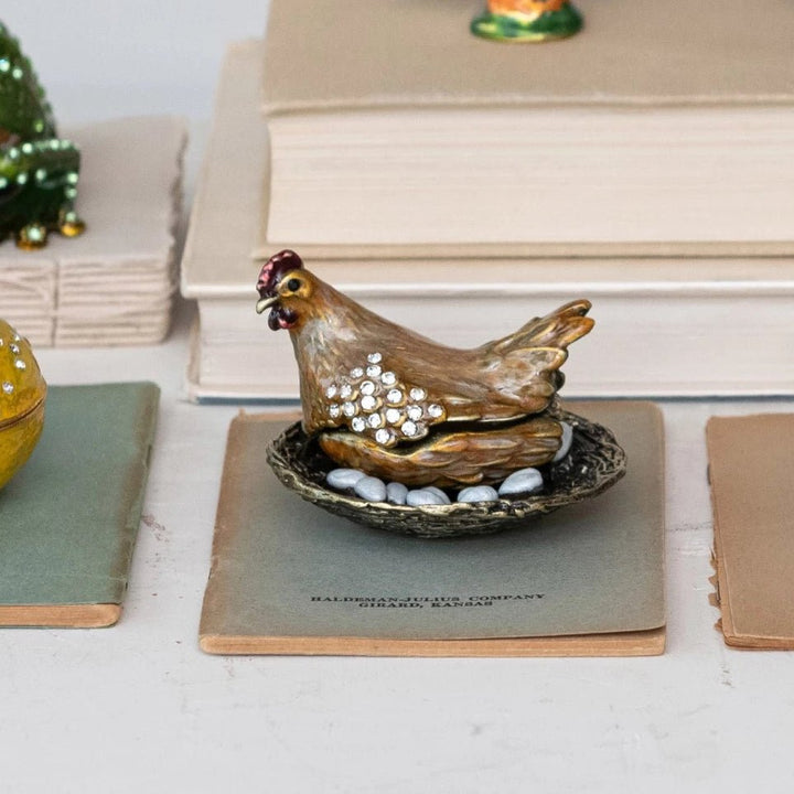 Enameled Hen Trinket Box - Merry PigletsCreative Co - Op
