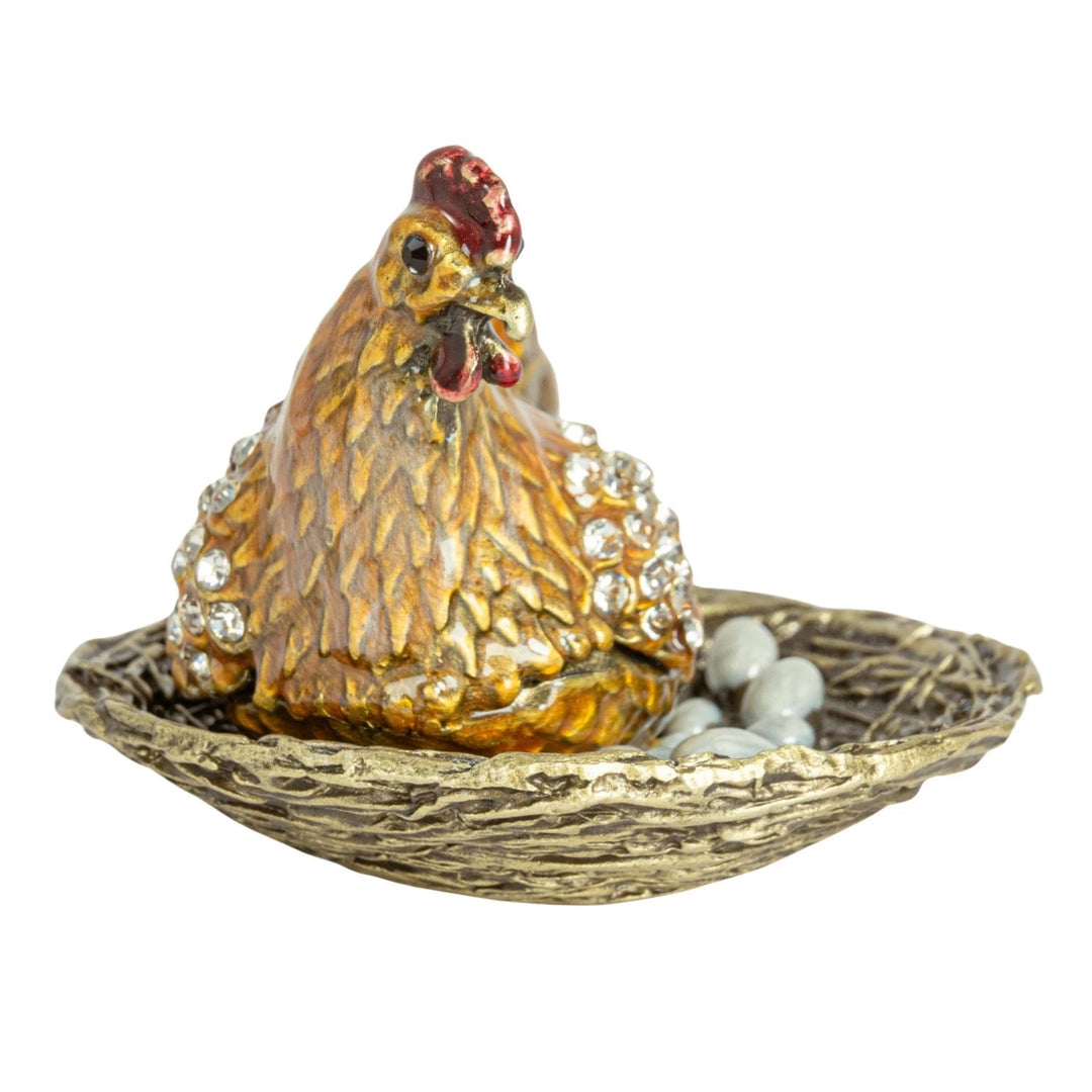 Enameled Hen Trinket Box - Merry PigletsCreative Co - Op