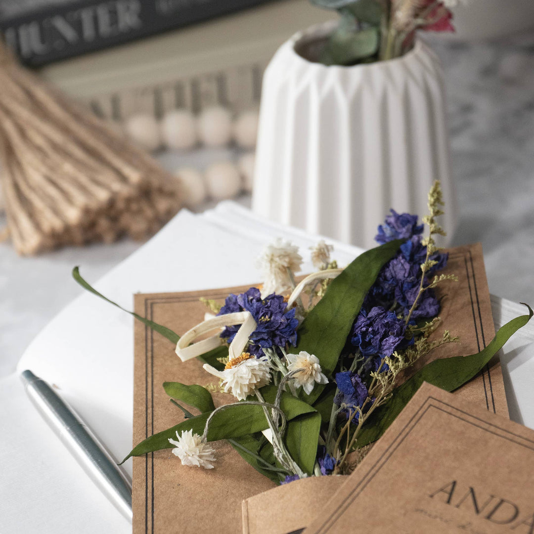 Eucalyptus & Purple Larkspur Mini Bouquet - Merry PigletsAndaluca