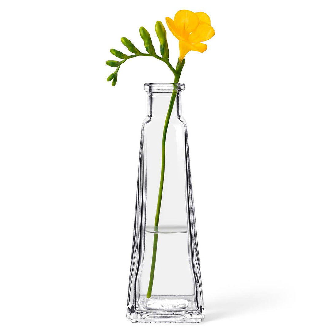 Clear Glass Pyramid Bud Vase