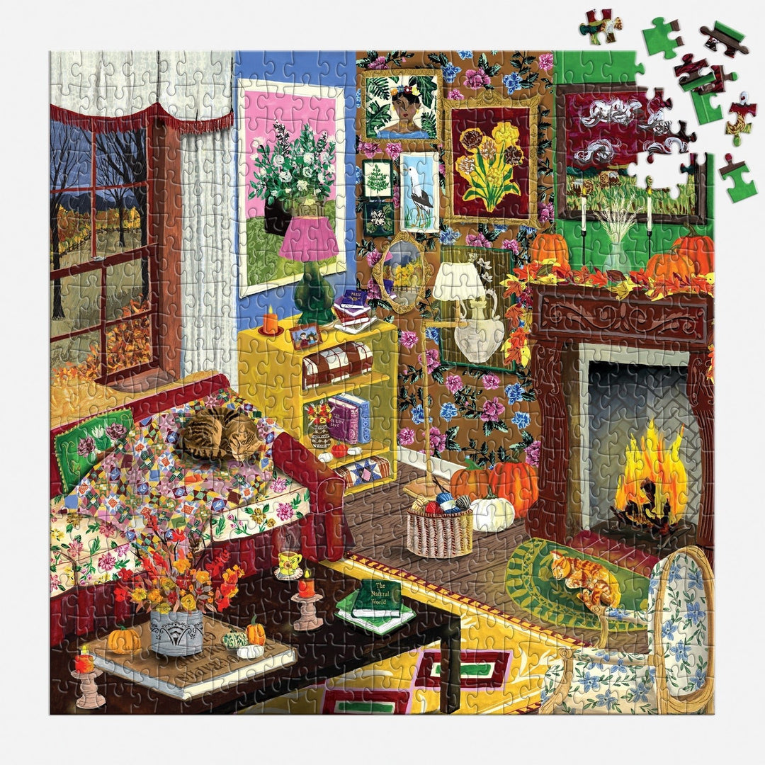 Fall is in the Air 500 Piece Puzzle - Merry PigletsGalison