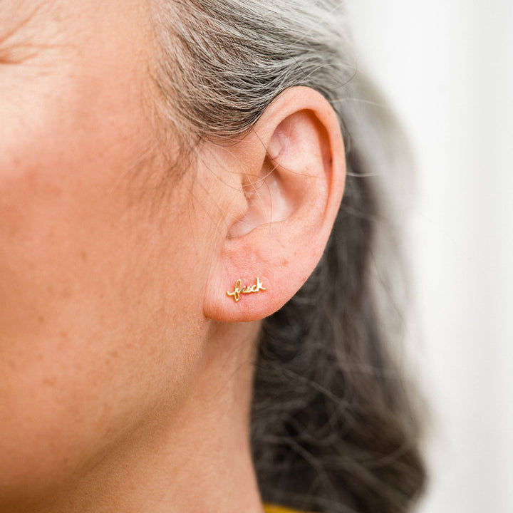 F*ck Script Gold Stud Earrings - Merry PigletsLarissa Loden