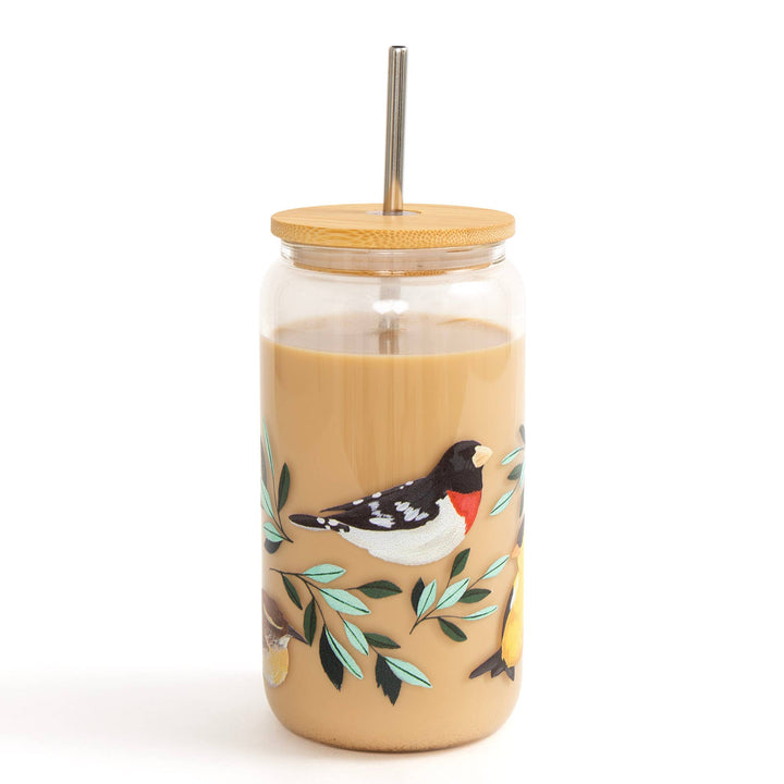 Feathered Friends Birds Glass Can - Merry Piglets1canoe2 | One Canoe Two Paper Co.
