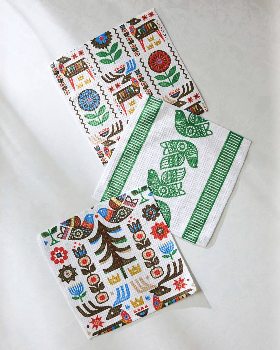 Festive Folk Dishcloth Set - Merry PigletsGeometry
