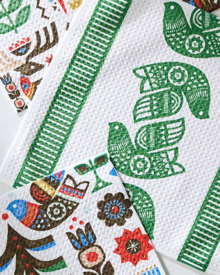 Festive Folk Dishcloth Set - Merry PigletsGeometry