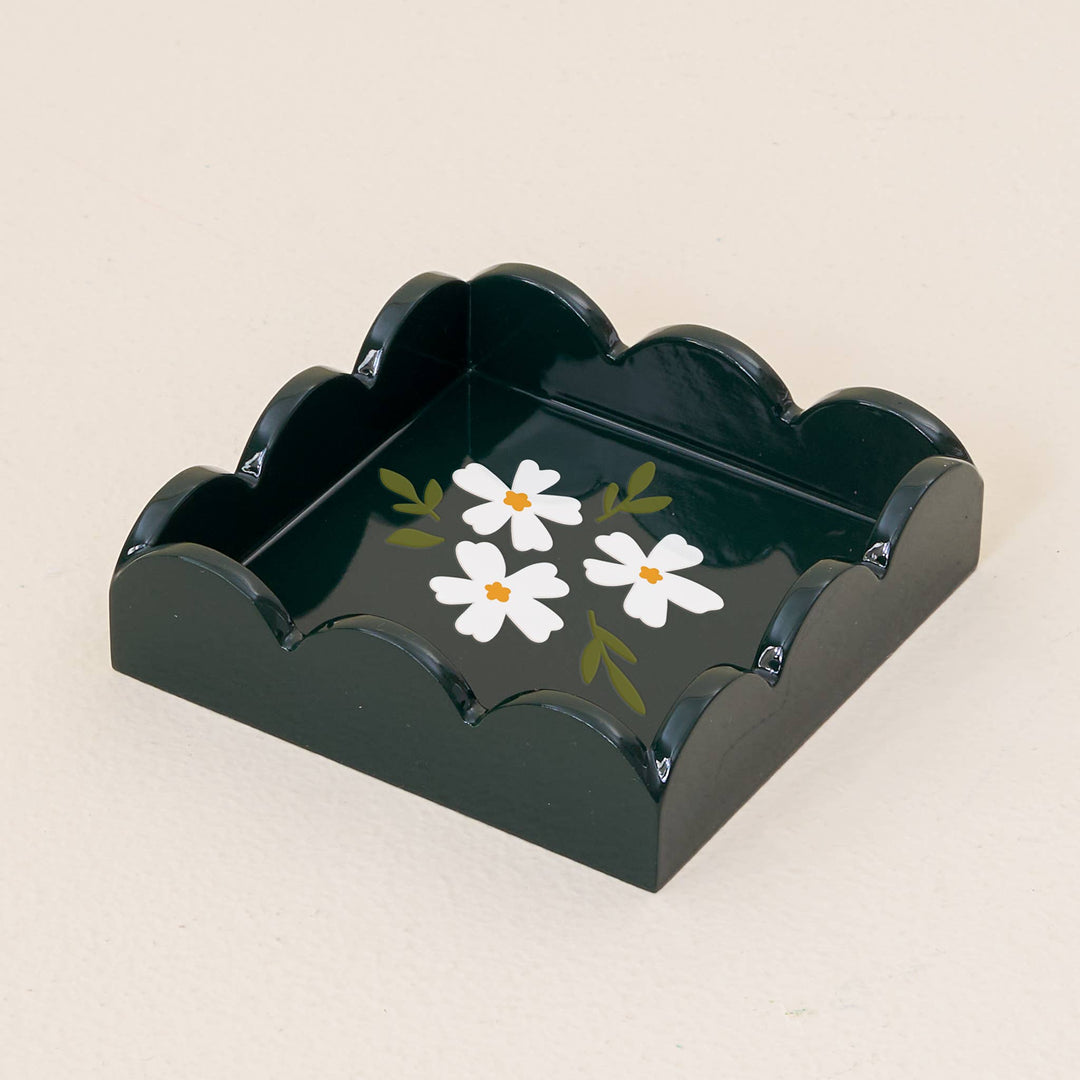 Floral Dark Green Scallop Trinket Tray - Merry PigletsThe Darling Effect