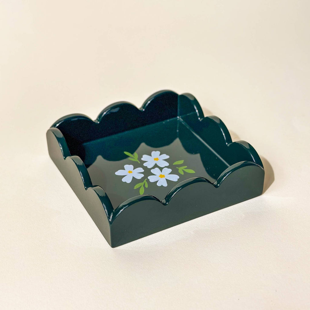 Floral Dark Green Scallop Trinket Tray - Merry PigletsThe Darling Effect