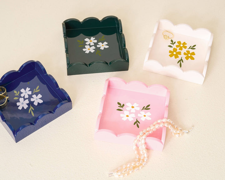 Floral Dark Green Scallop Trinket Tray - Merry PigletsThe Darling Effect