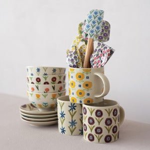 Floral Fun Stoneware Mug - Merry PigletsCreative Co - Op