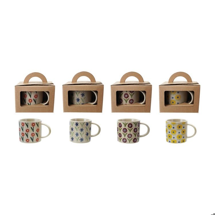 Floral Fun Stoneware Mug - Merry PigletsCreative Co - Op