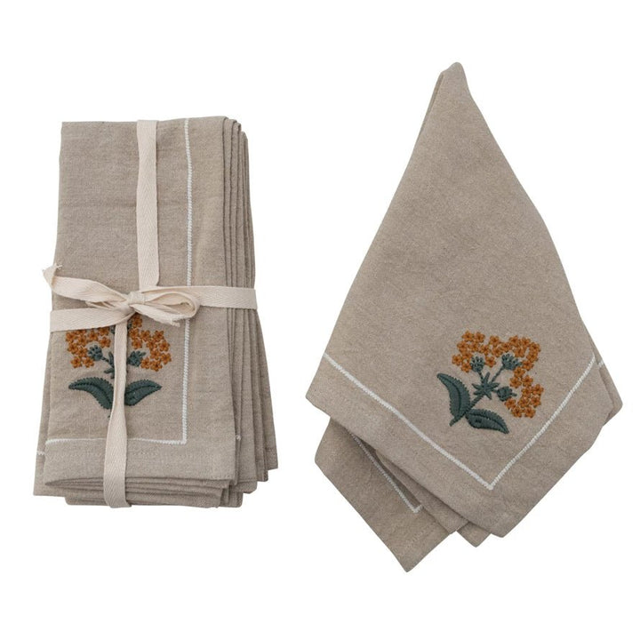 Flowers & French Knots Cloth Napkins - Merry PigletsCreative Co - Op