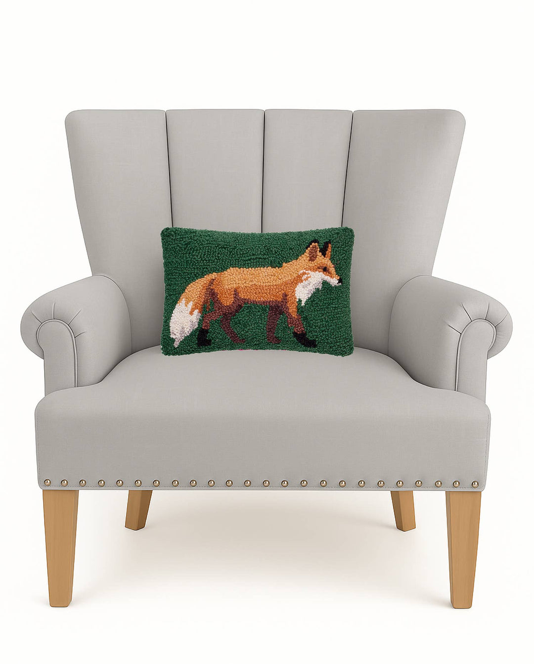 Fox Wool Hooked Pillow - Merry PigletsPeking Handicraft