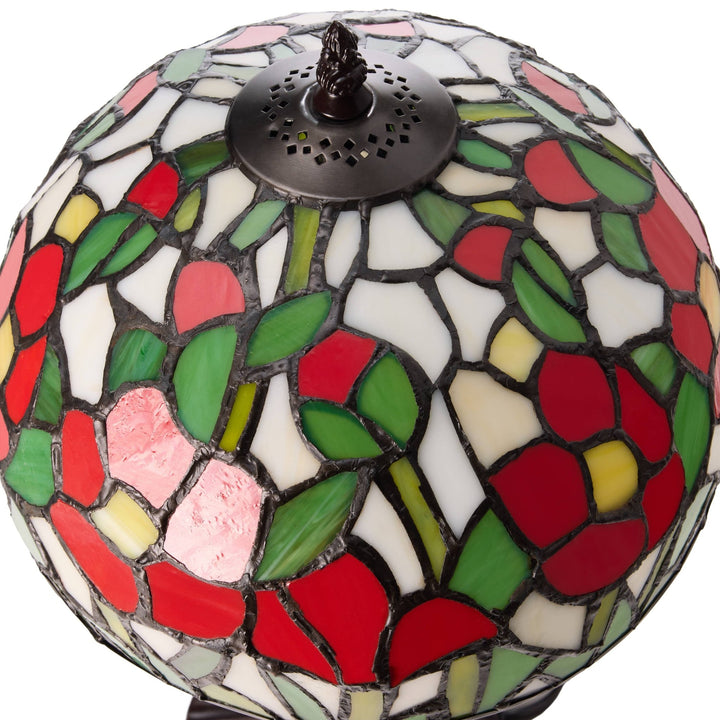 Genevieve Red Flowers Stained Glass Lamp - Merry PigletsRiver of Goods