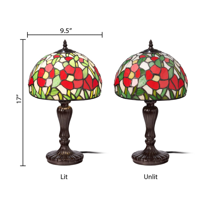 Genevieve Red Flowers Stained Glass Lamp - Merry PigletsRiver of Goods