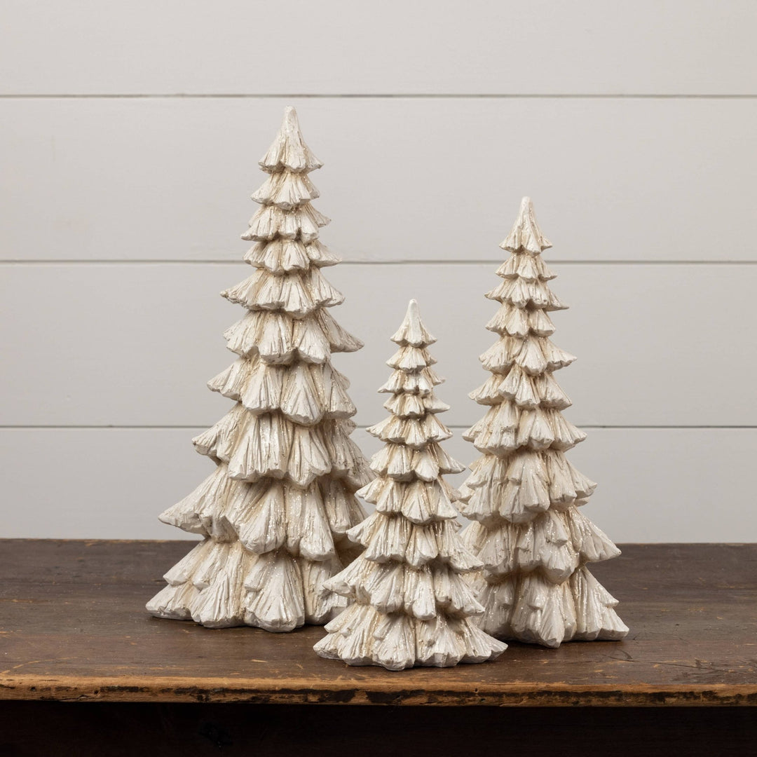Gilttered Cream Tree - 12" - Merry PigletsRagon House