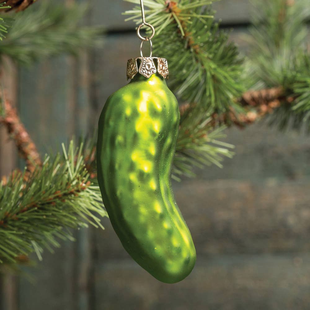 Glass Pickle Ornament - Merry PigletsRagon House