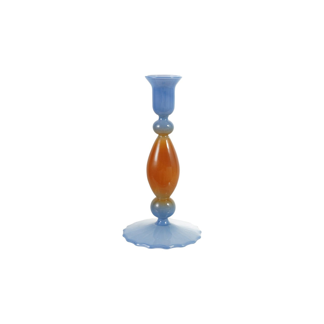 Glass Two-Tone Taper Holder - Merry PigletsCreative Co-Op