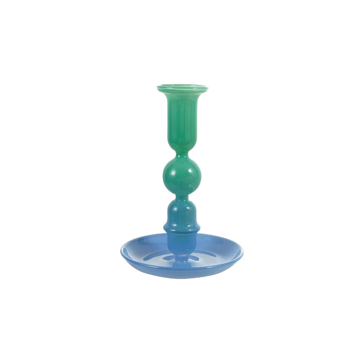 Glass Two-Tone Taper Holder - Merry PigletsCreative Co-Op
