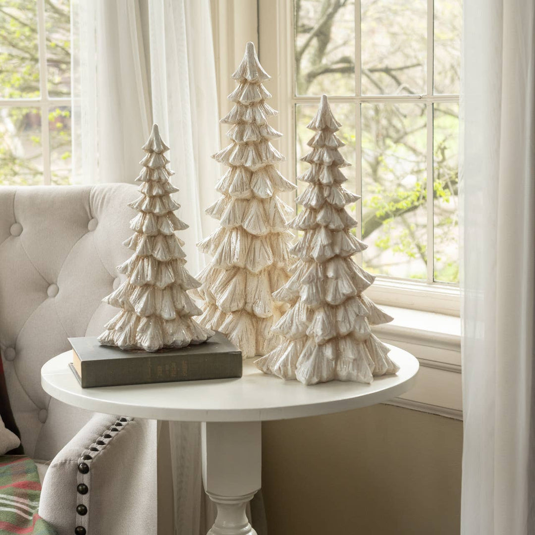 Glittered Cream Tree - 18" - Merry PigletsRagon House
