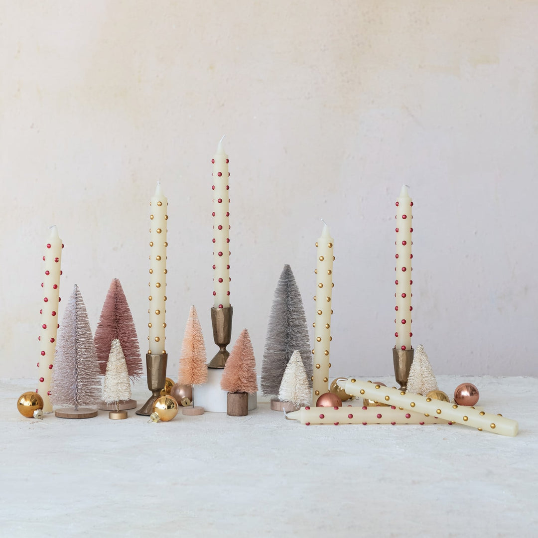 Gold Dot Ivory Taper Candles - Merry PigletsCreative Co-Op