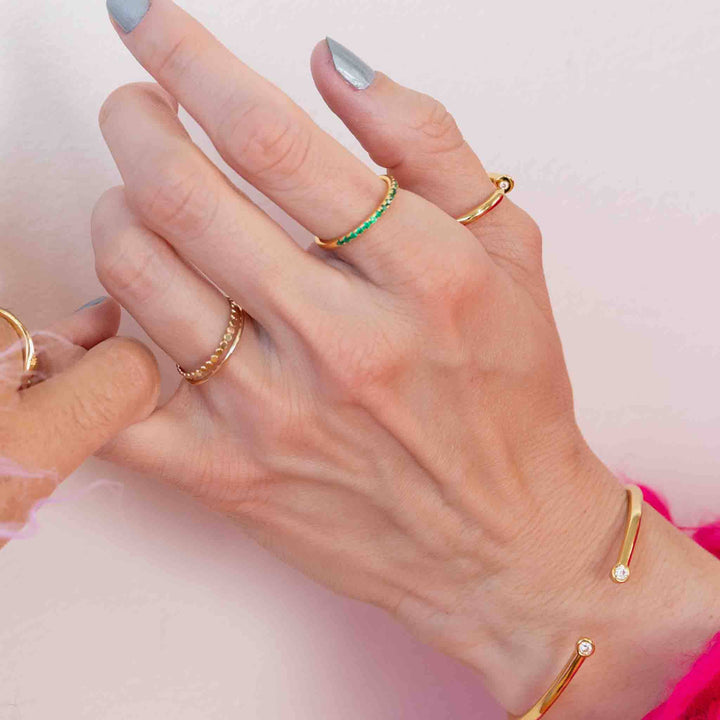 Gold Plate Half Eternity Ring: 7 - Merry PigletsLarissa Loden