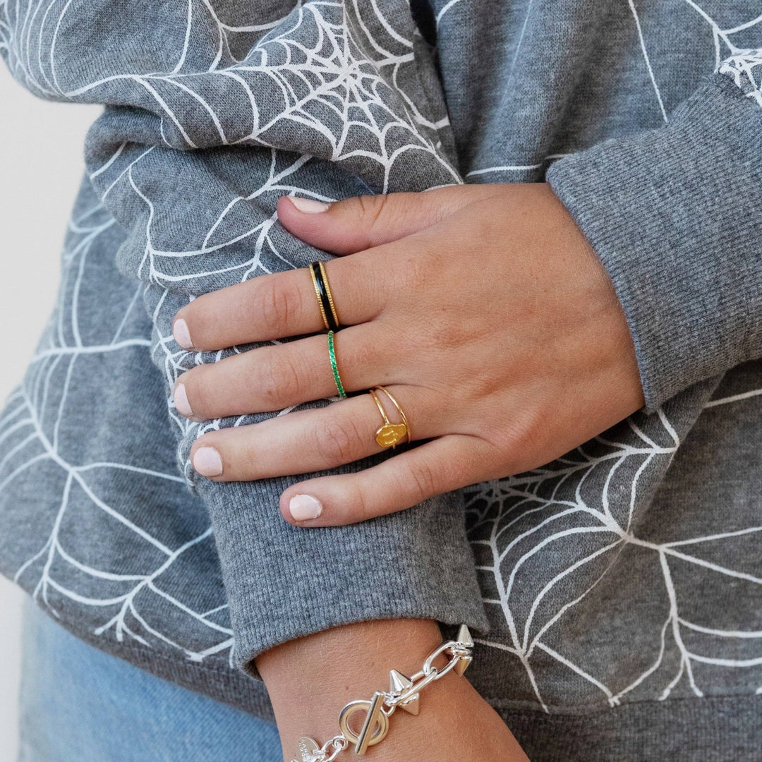 Gold Plate Half Eternity Ring: 8 - Merry PigletsLarissa Loden