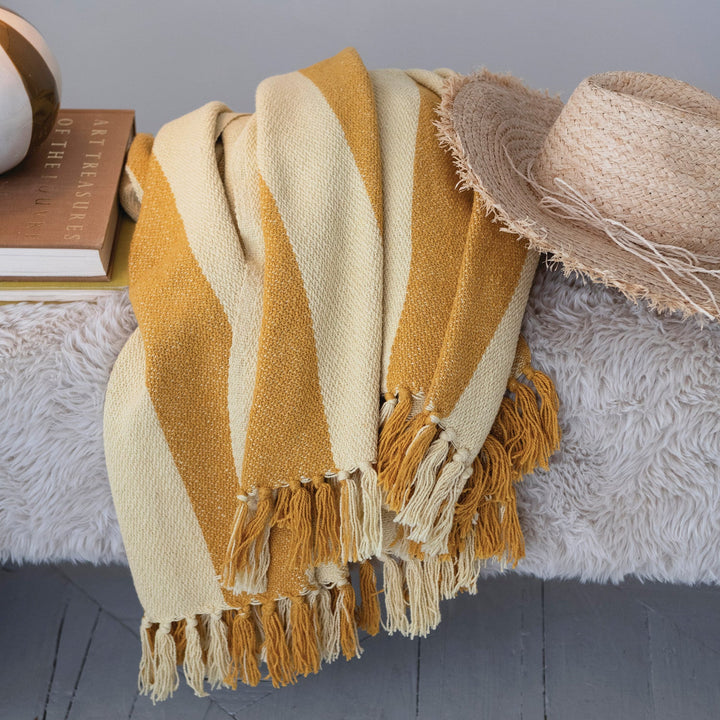 Gold & Yellow Cotton Blend Throw - Merry PigletsCreative Co-Op
