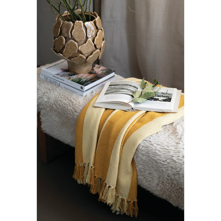 Gold & Yellow Cotton Blend Throw - Merry PigletsCreative Co-Op