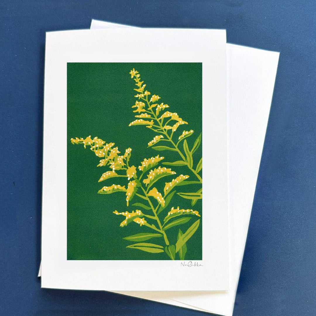 Goldenrod Greeting Card - Merry PigletsNan Onkka Prints