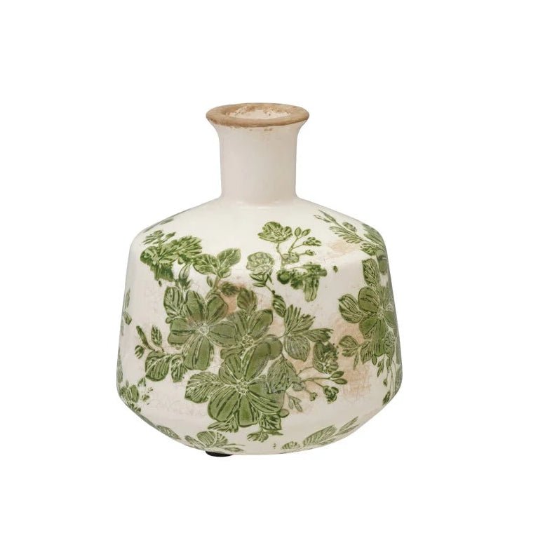 Green Botanical Floral Vase - Merry PigletsCreative Co-Op
