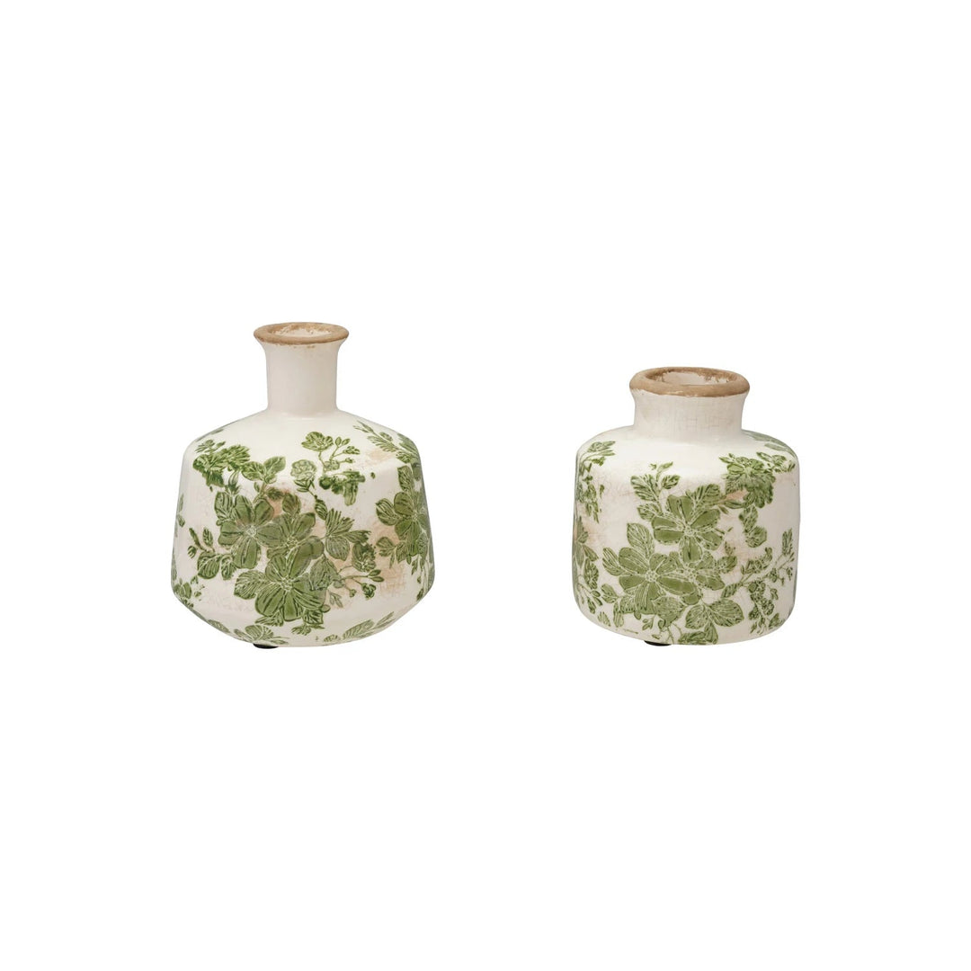 Green Botanical Floral Vase - Merry PigletsCreative Co-Op